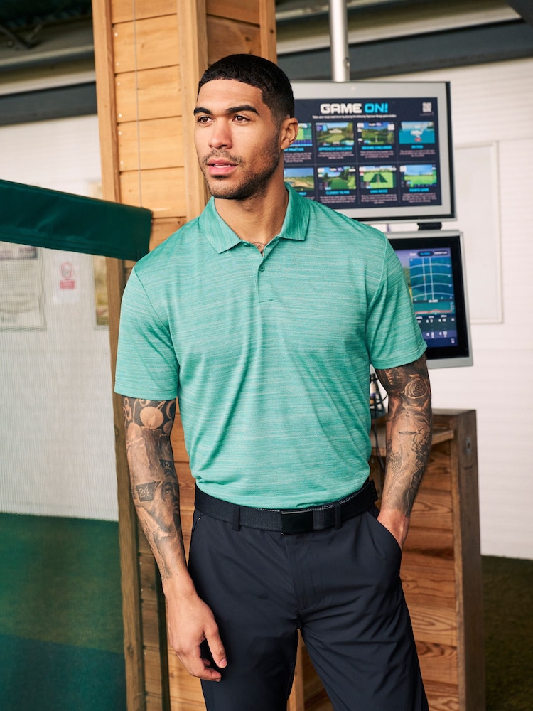Aqua Blue Active Mesh Golf Polo Shirt - Image 2 of 8