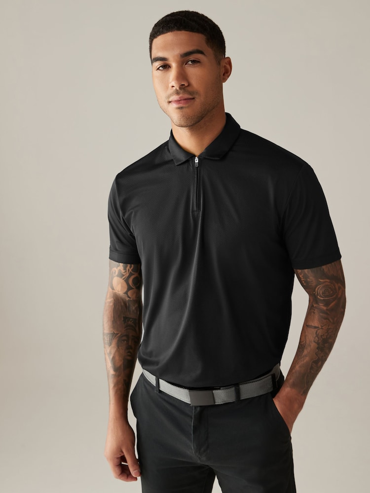 Schwarz - Aktive Golf-Poloshirt mit Struktur - Bild 1 von 8 Schwarz - Aktive Golf-Poloshirt mit Struktur - Bild 1 von 8