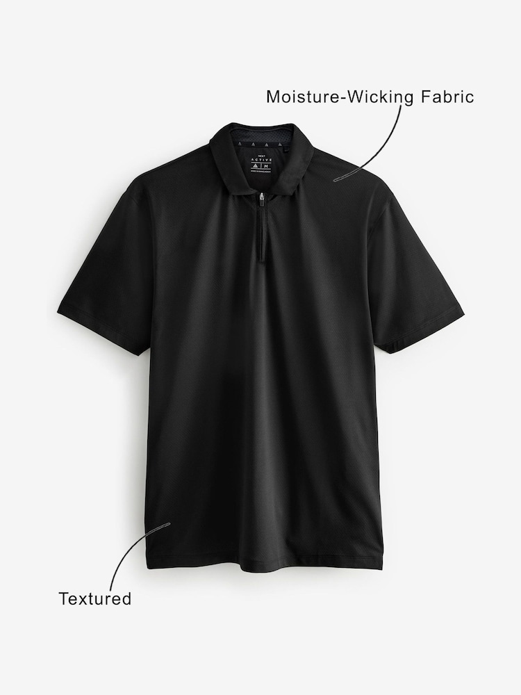 أسود - قميص بولو Golf بارز الملمس Active - Image 4 of 8
