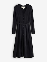 Laura Ashley Black Belted Cable Knit Midi Dress - Image 1 of 5