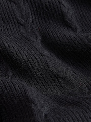 Laura Ashley Black Belted Cable Knit Midi Dress - Image 2 of 5