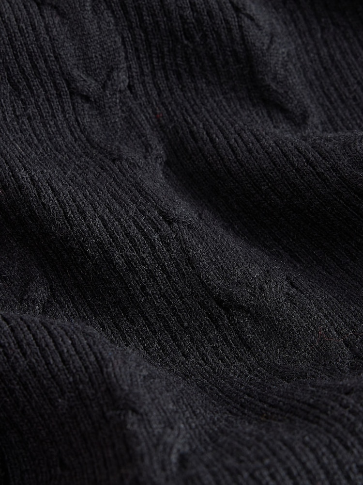 Laura Ashley Black Belted Cable Knit Midi Dress - Image 2 of 5