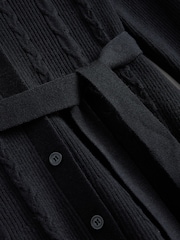 Laura Ashley Black Belted Cable Knit Midi Dress - Image 3 of 5