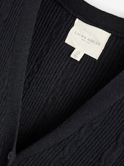 Laura Ashley Black Belted Cable Knit Midi Dress - Image 4 of 5