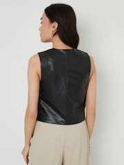 Schwarzes PU - Threadbare Weste mit Knopfleiste - Bild 7 von 9