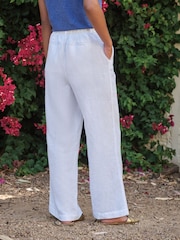 Pure Collection White Linen Wide Leg Trousers - Image 2 of 3