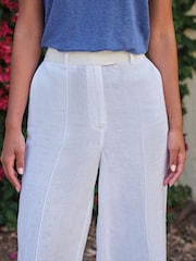 Pure Collection White Linen Wide Leg Trousers - Image 3 of 3