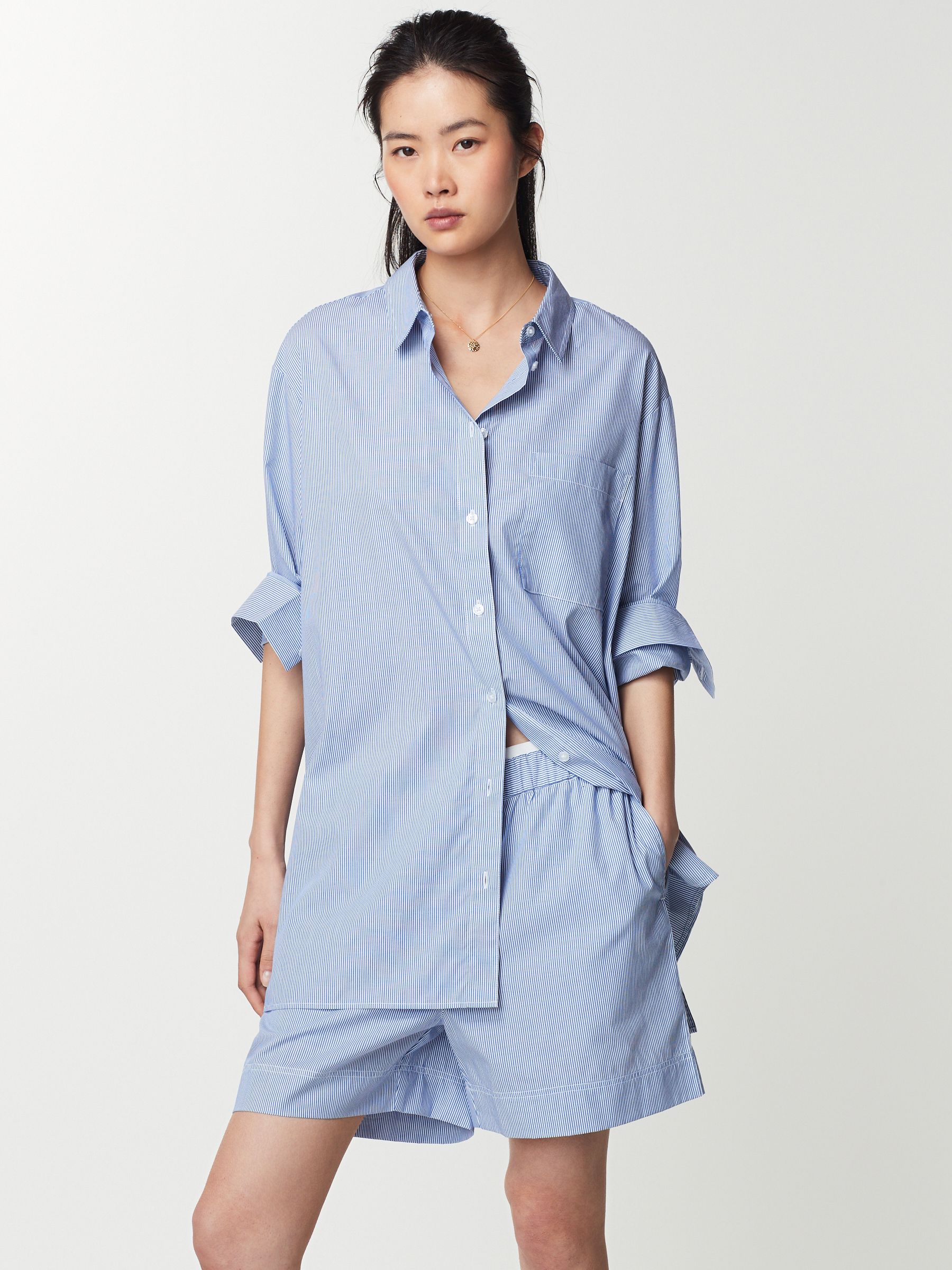 Buy Blue White Oversized Button Down Shirt from Next Luxembourg