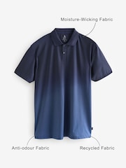 Navy/Grey Active Print Golf Polo Shirt - Image 4 of 10
