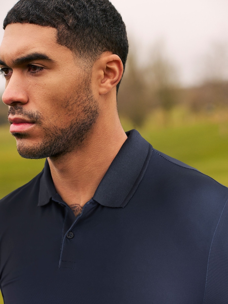 Navy/Grey Active Print Golf Polo Shirt - Image 6 of 10