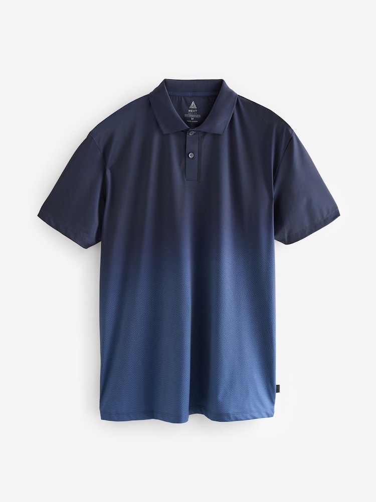 Navy/Grey Active Print Golf Polo Shirt - Image 8 of 10