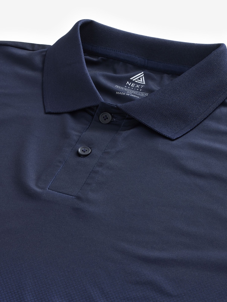 Navy/Grey Active Print Golf Polo Shirt - Image 9 of 10