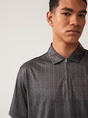 Black Active Print Golf Polo Shirt - Image 1 of 8