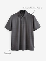 Black Active Print Golf Polo Shirt - Image 3 of 8