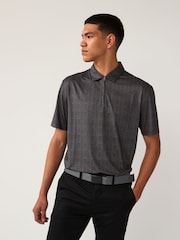 Black Active Print Golf Polo Shirt - Image 4 of 8