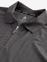 Black Active Print Golf Polo Shirt - Image 7 of 8