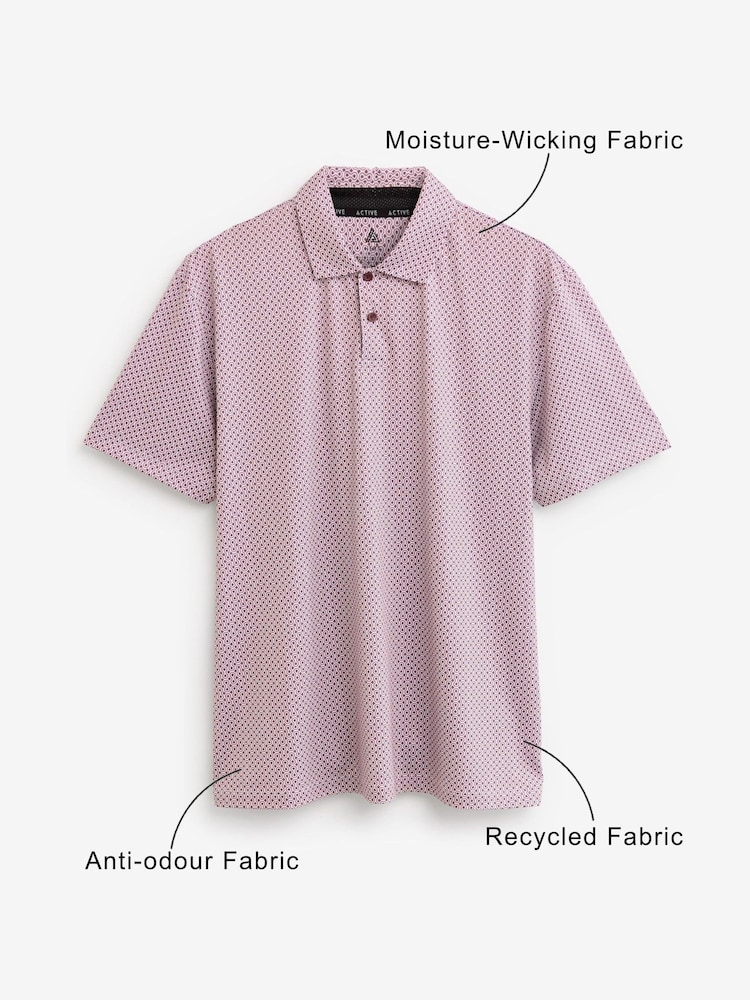 Pink Active Print Golf Polo Shirt - Image 4 of 8