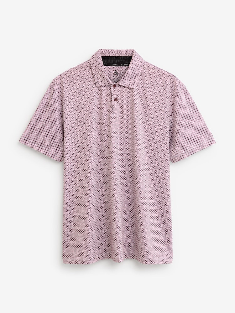 Pink Active Print Golf Polo Shirt - Image 6 of 8