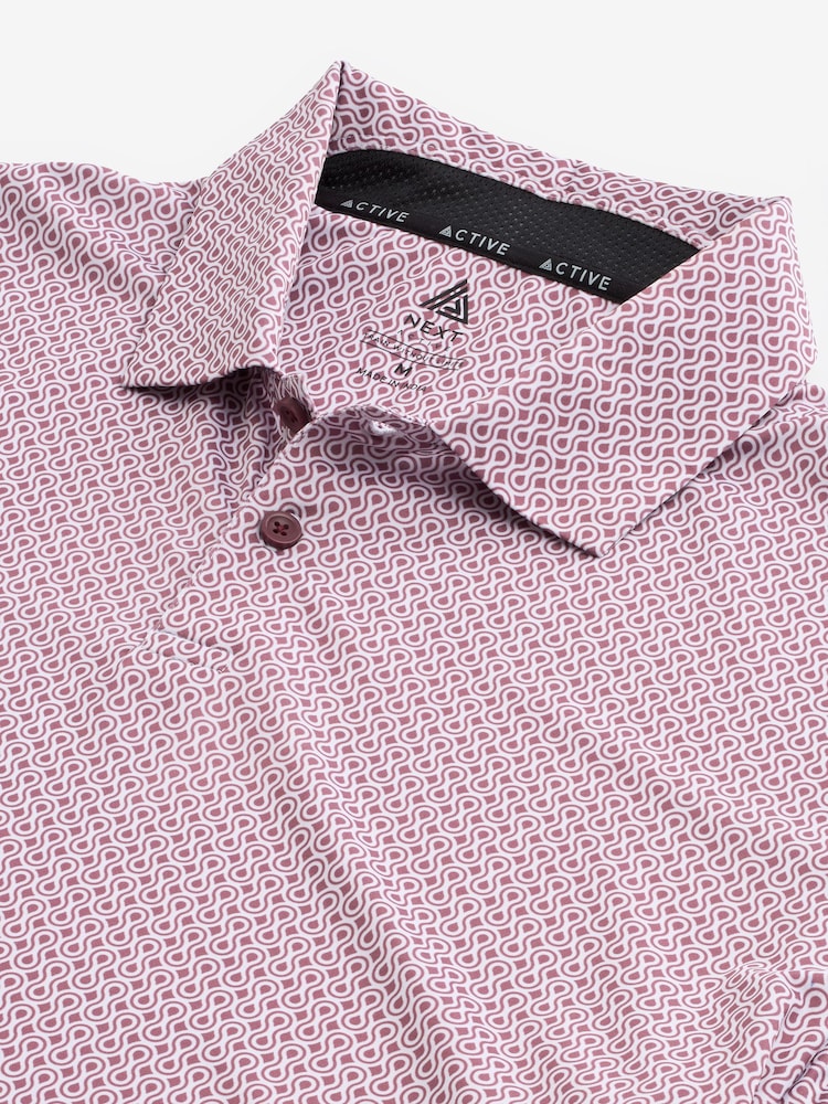 Pink Active Print Golf Polo Shirt - Image 7 of 8
