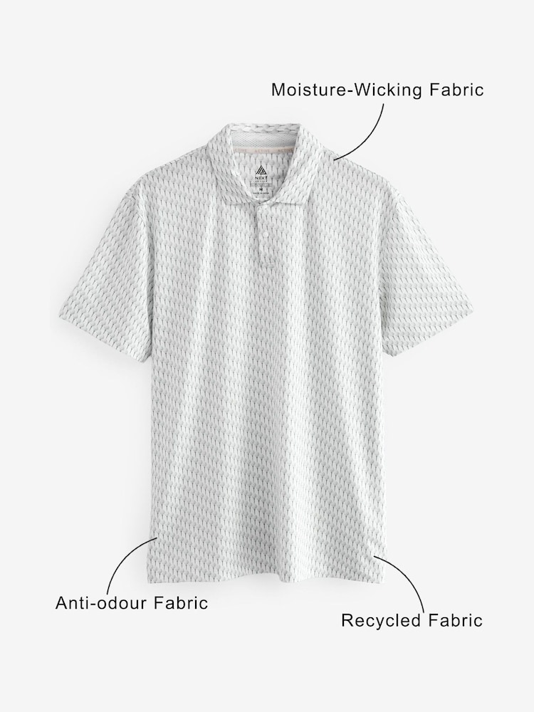 White Active Print Golf Polo Shirt - Image 4 of 8
