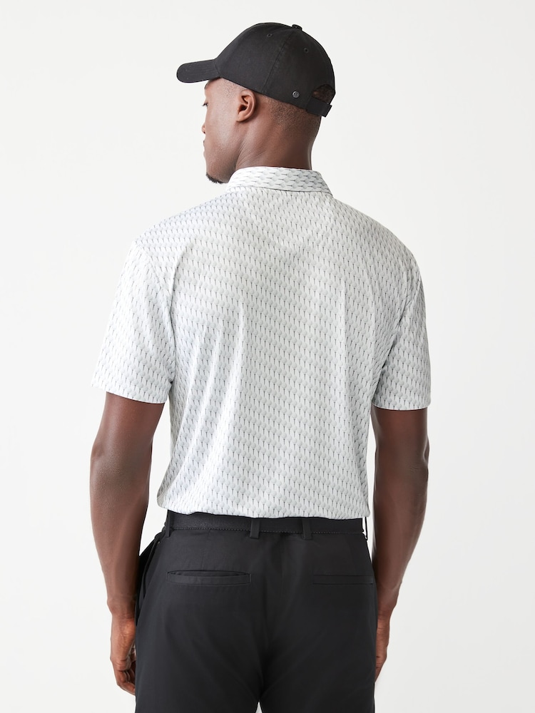 White Active Print Golf Polo Shirt - Image 5 of 8