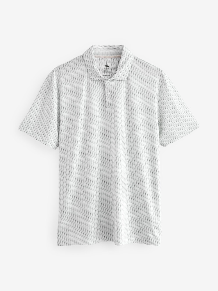 White Active Print Golf Polo Shirt - Image 6 of 8