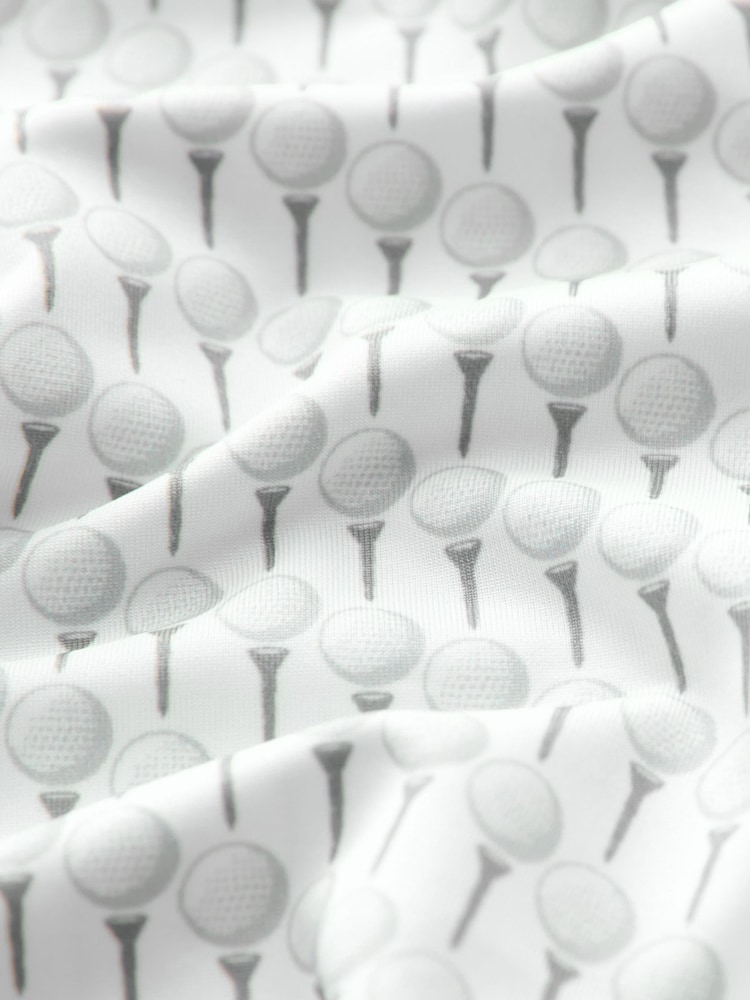 White Active Print Golf Polo Shirt - Image 8 of 8