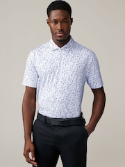 White/Blue Active Print Golf Polo Shirt - Image 3 of 9