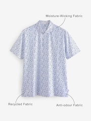 White/Blue Active Print Golf Polo Shirt - Image 4 of 9