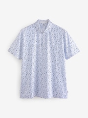 White/Blue Active Print Golf Polo Shirt - Image 7 of 9