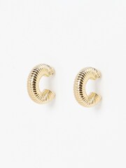 Oliver Bonas Gold Tone Miriam Ridged Hoop Earrings - Image 3 of 6