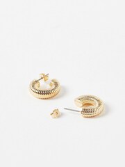 Oliver Bonas Gold Tone Miriam Ridged Hoop Earrings - Image 4 of 6