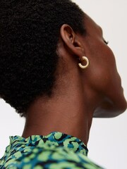 Oliver Bonas Gold Tone Miriam Ridged Hoop Earrings - Image 6 of 6