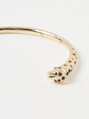 Oliver Bonas Gold Tone Adrienne Cheetah Glass Stone Bangle - Image 3 of 4