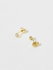 Oliver Bonas Gold Plated Abigail Clear Stud Earrings - Image 2 of 6