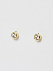 Oliver Bonas Gold Plated Abigail Clear Stud Earrings - Image 3 of 6