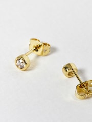 Oliver Bonas Gold Plated Abigail Clear Stud Earrings - Image 4 of 6