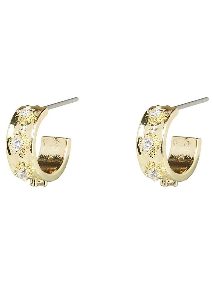 Oliver Bonas Gold Mini Angela Gem Hoop Earrings - Image 1 of 6