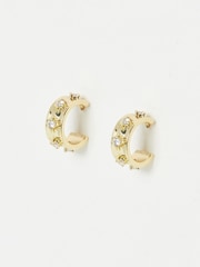 Oliver Bonas Gold Mini Angela Gem Hoop Earrings - Image 3 of 6