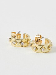Oliver Bonas Gold Mini Angela Gem Hoop Earrings - Image 5 of 6