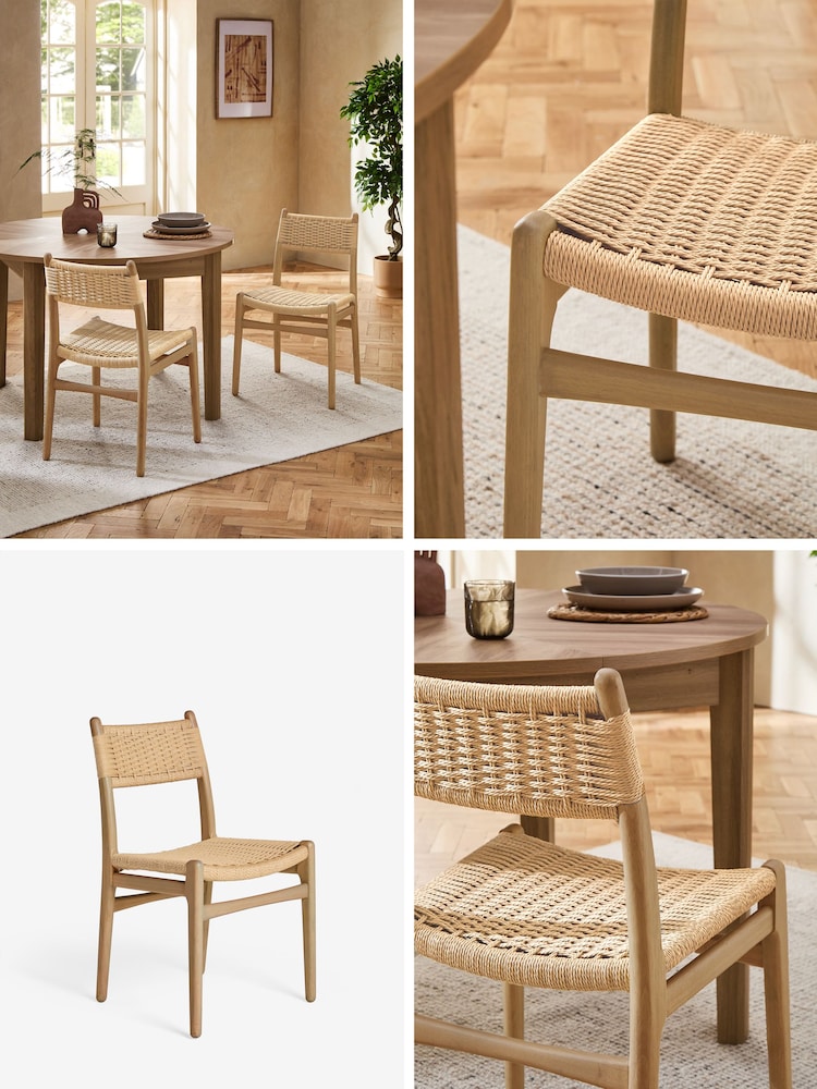 Set of 2 Light Natural Otto Rattan Wood Dining Chairs - Image 2 of 11