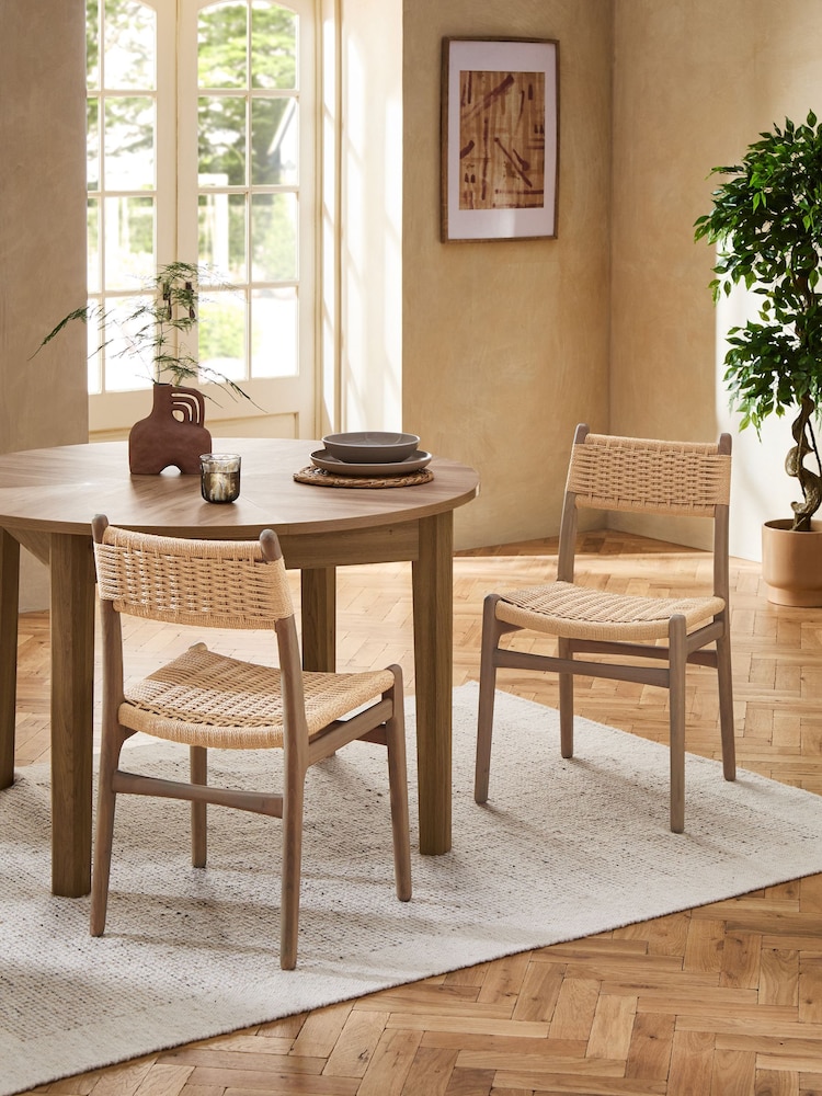 Set of 2 Dark Natural Otto Rattan Wood Dining Chairs - Image 1 of 9