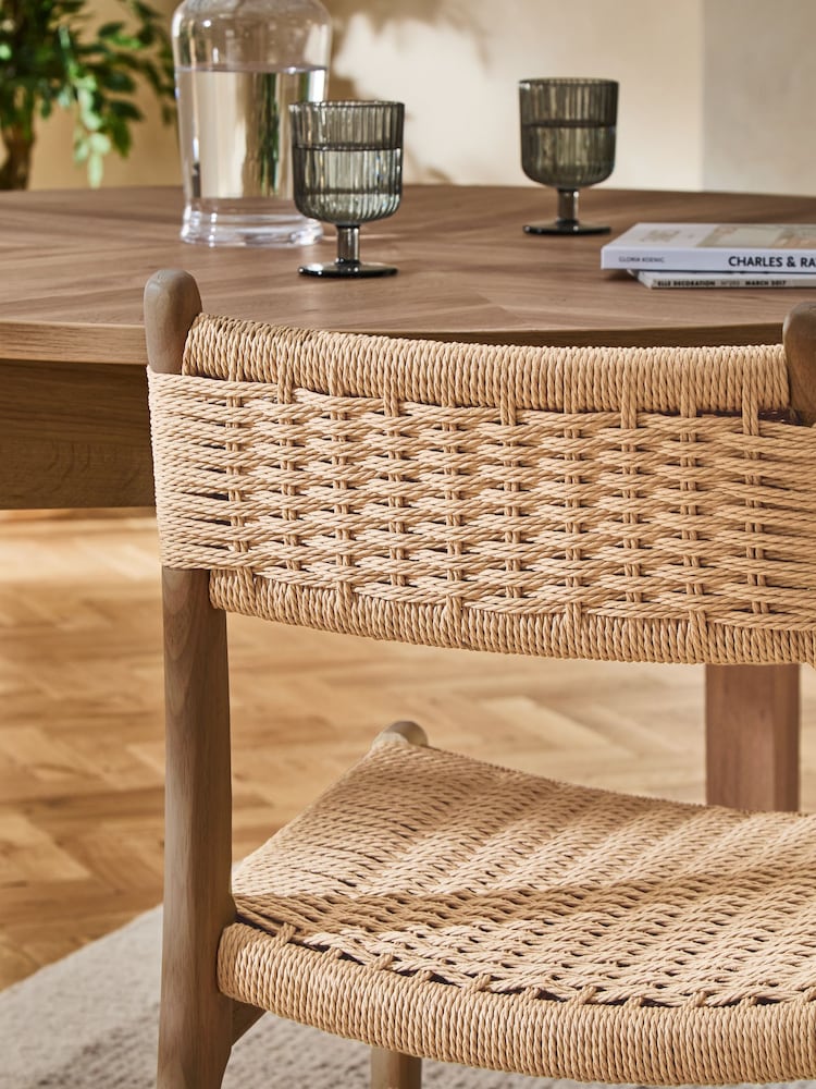Set of 2 Dark Natural Otto Rattan Wood Dining Chairs - Image 2 of 9