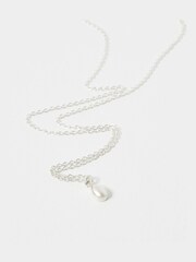 Oliver Bonas White Pearl Drop Auden Pendant Necklace - Image 4 of 5