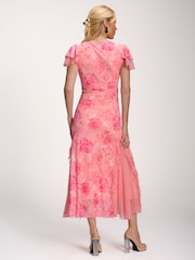 粉色 - Jolie Moi Lace Insert Mesh Midi Dress - 圖片 2/6