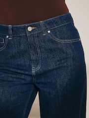 Rinse Blue Cropped Turn Up Wide Leg 100% Cotton Jeans - Image 4 of 7
