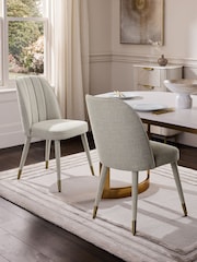 Set of 2 Tweedy Plain Light Natural Harper Upholstered Leg Dining Chairs - Image 1 of 8