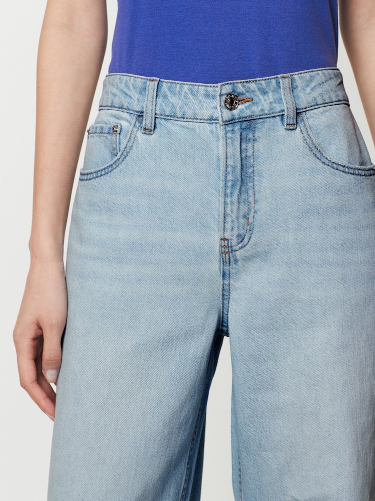 Bleach Wash Print 100% Cotton Wide Leg Jeans - Image 5 of 5