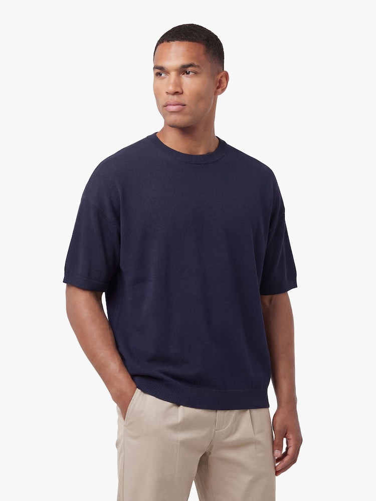 Luke 1977 Blue Ford Navy Knitted T-Shirt - Image 1 of 6 Luke 1977 Blue Ford Navy Knitted T-Shirt - Image 1 of 6