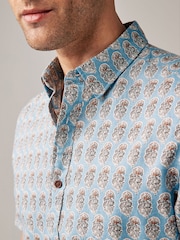 Blue Floral Print Short Sleeve Shirt - Image 4 of 7
